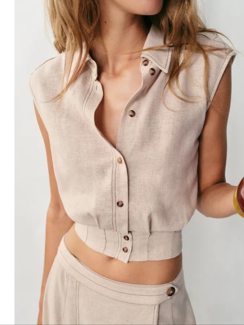 Zara, Beige Linen Top